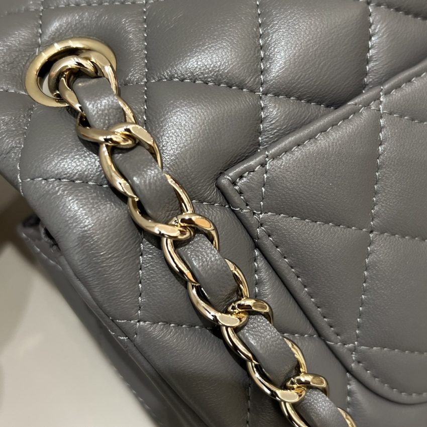 Chanel Classic Flap 20cm Grey 9 CHANEL Classic Flap 20cm Grey - chanel grey bag dupe detail 8