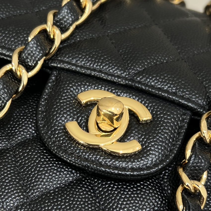 Chanel Classic Flap 23cm Black Caviar 9 CHANEL Classic Flap 23cm Black Caviar - chanel medium flap dupe detail 8