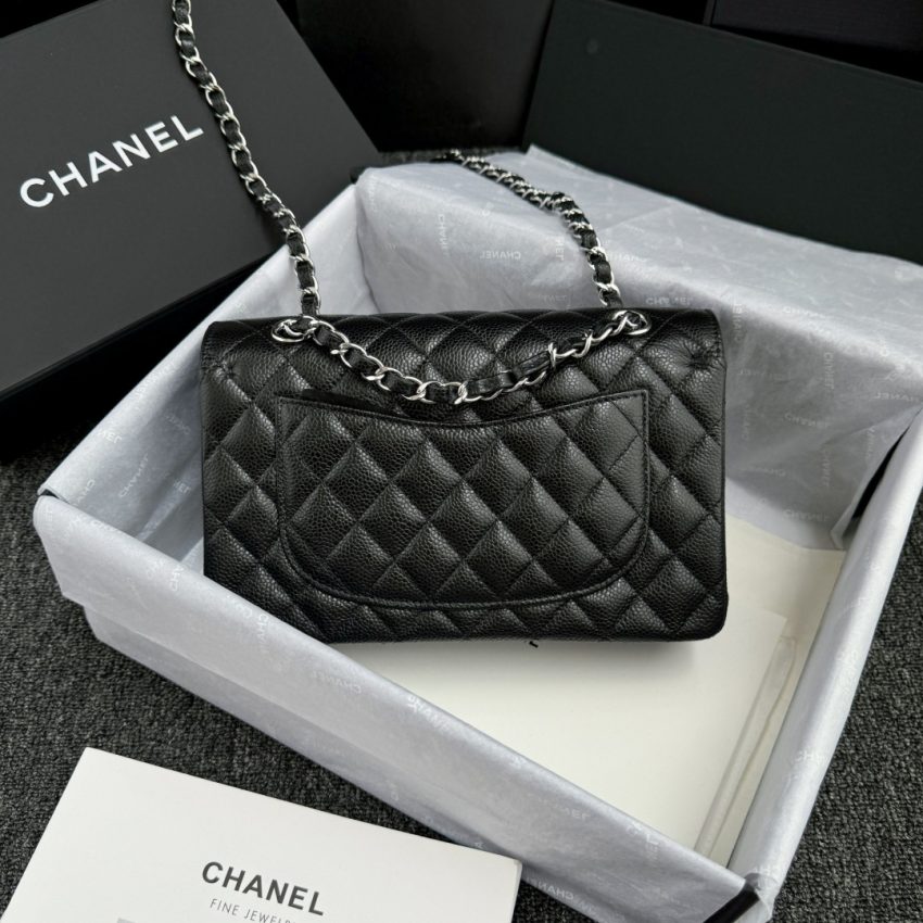 CHANEL Classic Flap 23cm Black Silver - luxury bag dupe detail 1
