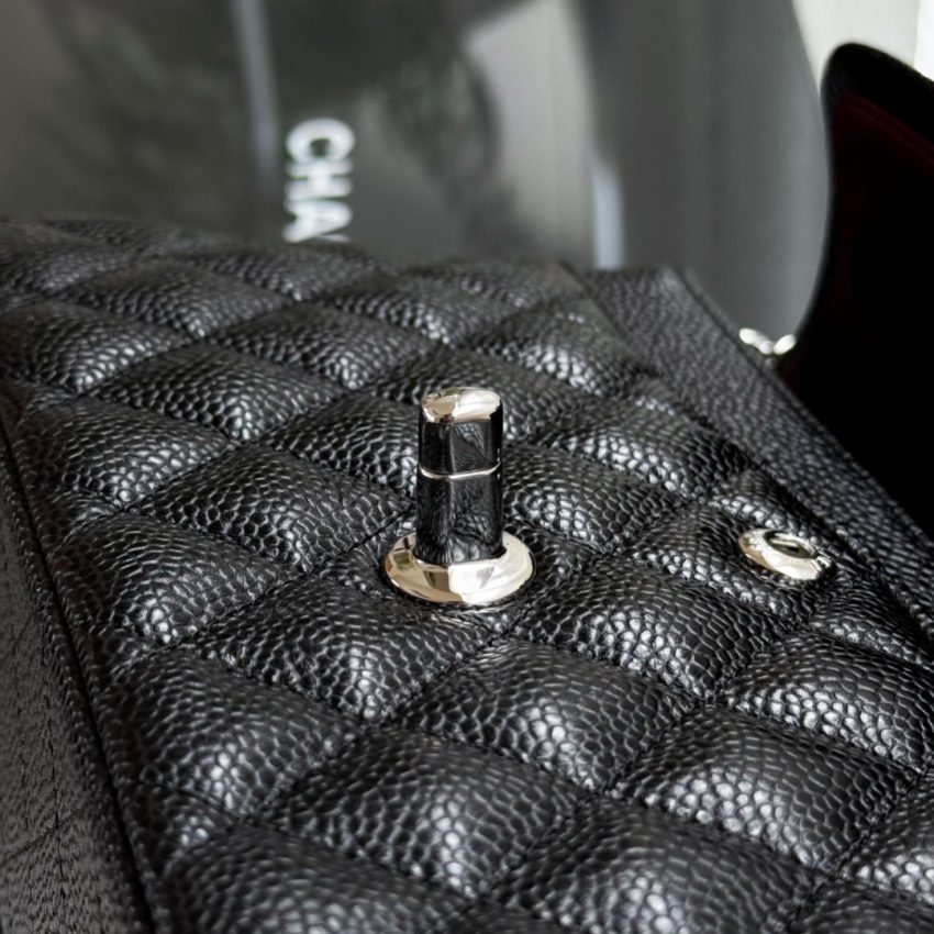 CHANEL Classic Flap 23cm Black Silver - luxury bag dupe detail 3