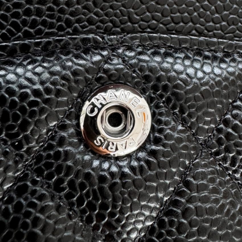 CHANEL Classic Flap 23cm Black Silver - luxury bag dupe detail 6