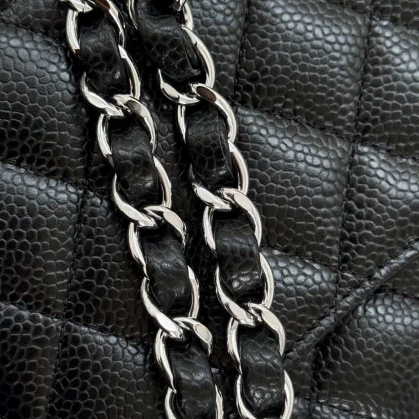 CHANEL Classic Flap 23cm Black Silver - luxury bag dupe detail 7