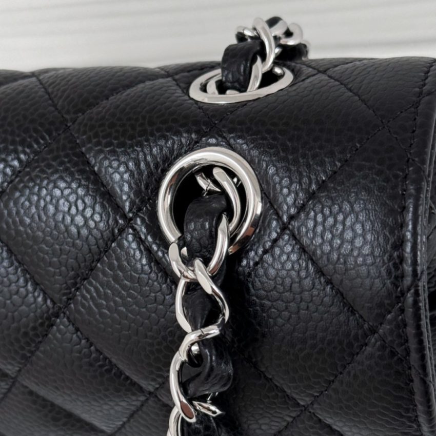 CHANEL Classic Flap 23cm Black Silver - luxury bag dupe detail 8