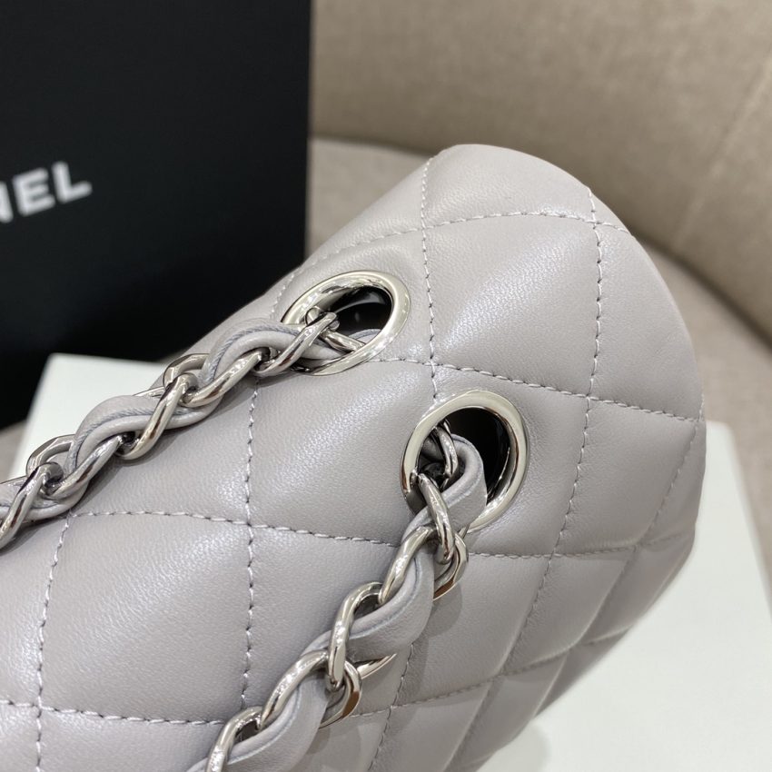 CHANEL Classic Flap 23cm Dove Grey - designer bag dupe detail 1