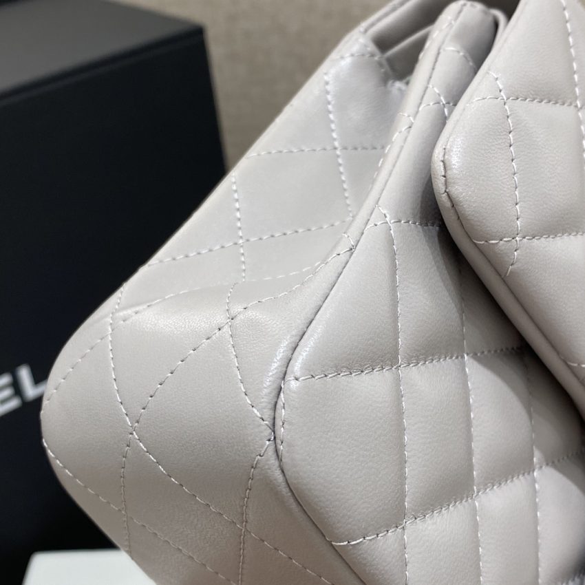 CHANEL Classic Flap 23cm Dove Grey - designer bag dupe detail 6