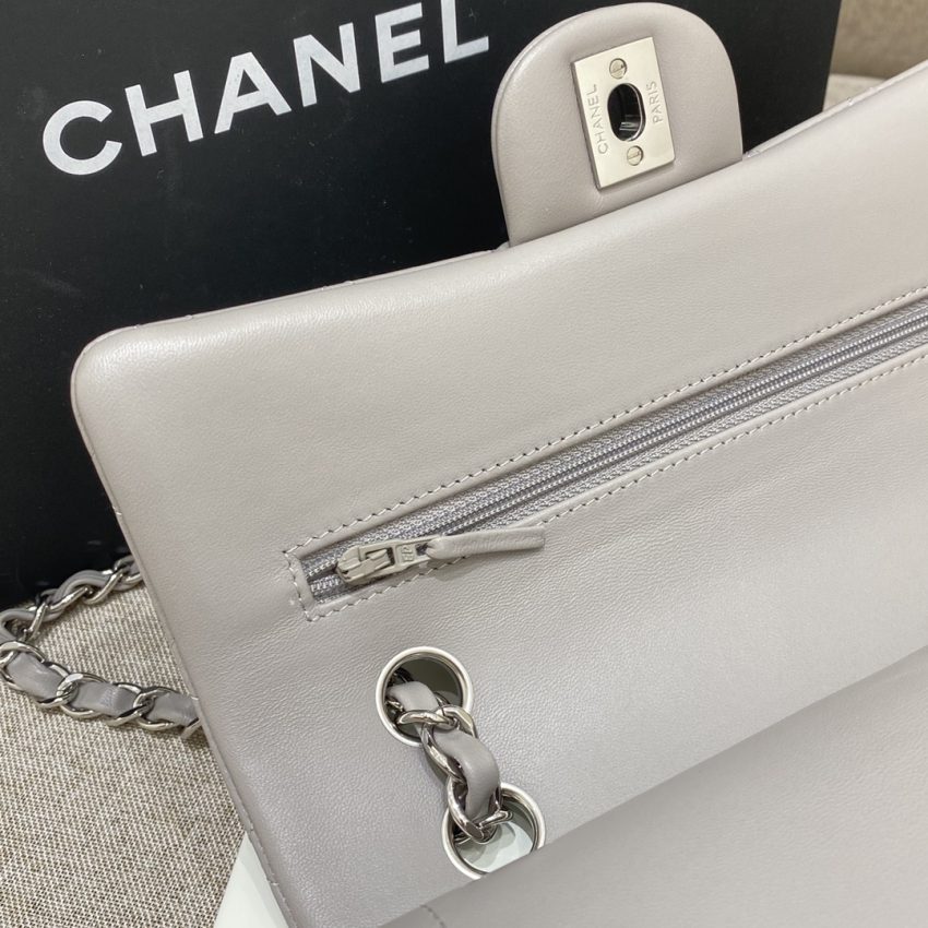 CHANEL Classic Flap 23cm Dove Grey - designer bag dupe detail 8