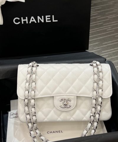 CHANEL Classic Flap 23cm White Silver