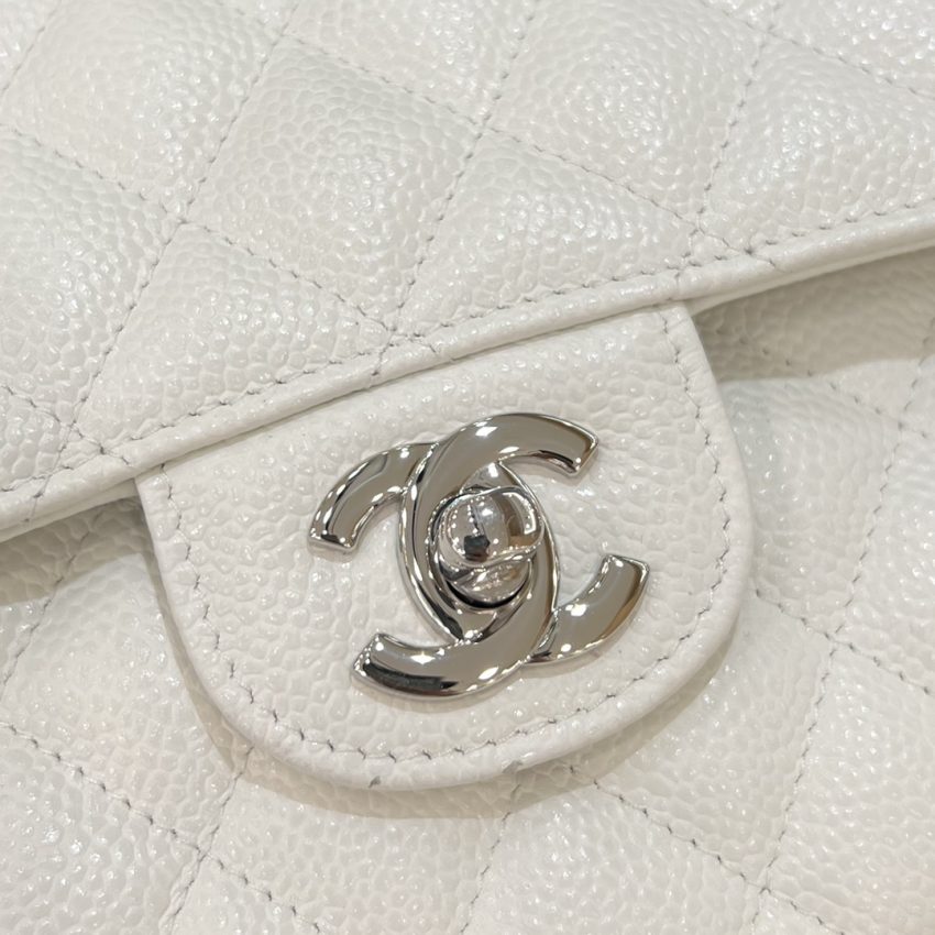 Chanel Classic Flap 23cm White Silver 3 CHANEL Classic Flap 23cm White Silver - chanel lookalike bag detail 2