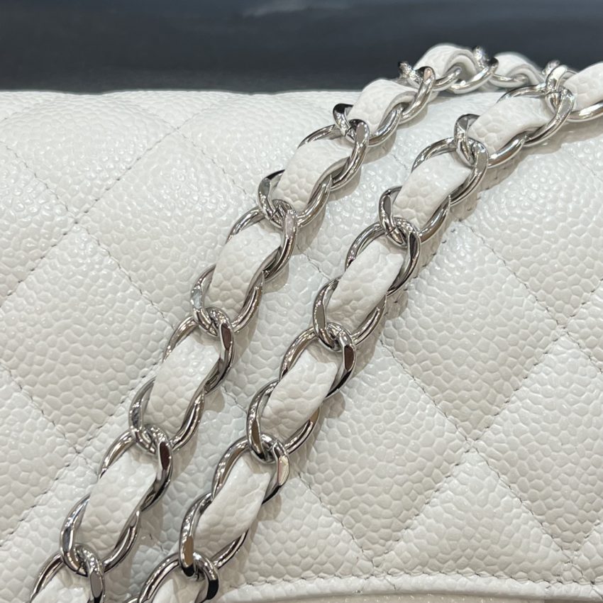 Chanel Classic Flap 23cm White Silver 7 CHANEL Classic Flap 23cm White Silver - chanel lookalike bag detail 6