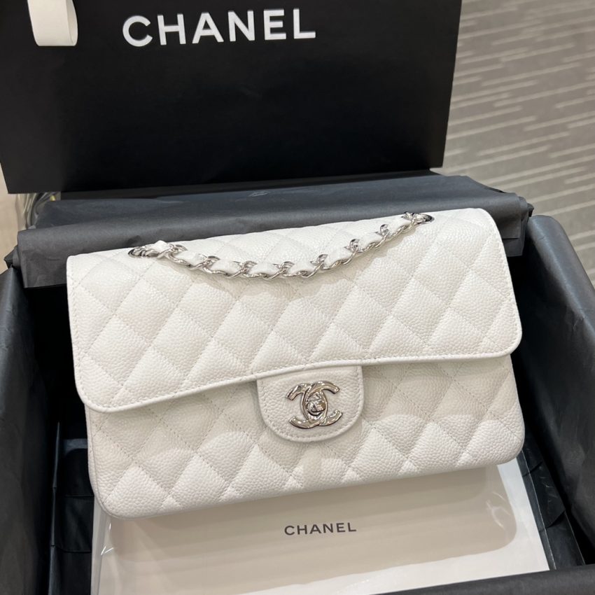 Chanel Classic Flap 23cm White Silver 8 CHANEL Classic Flap 23cm White Silver - chanel lookalike bag detail 7