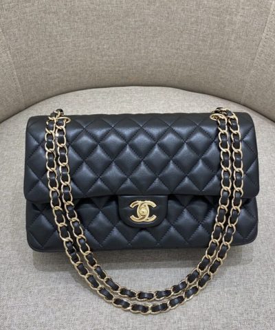 CHANEL Klassisk Klaff 25cm Svart Guld
