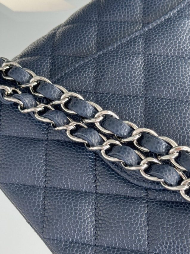 Chanel Classic Flap 25cm Dark Blue 7 CHANEL Classic Flap 25cm Dark Blue - best chanel dupe detail 6