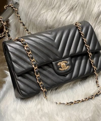 CHANEL Klassisk Klaff 25cm V Svart