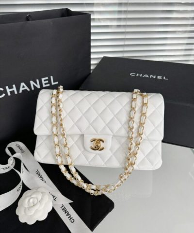 CHANEL Klassisk Klaff 25cm Vit