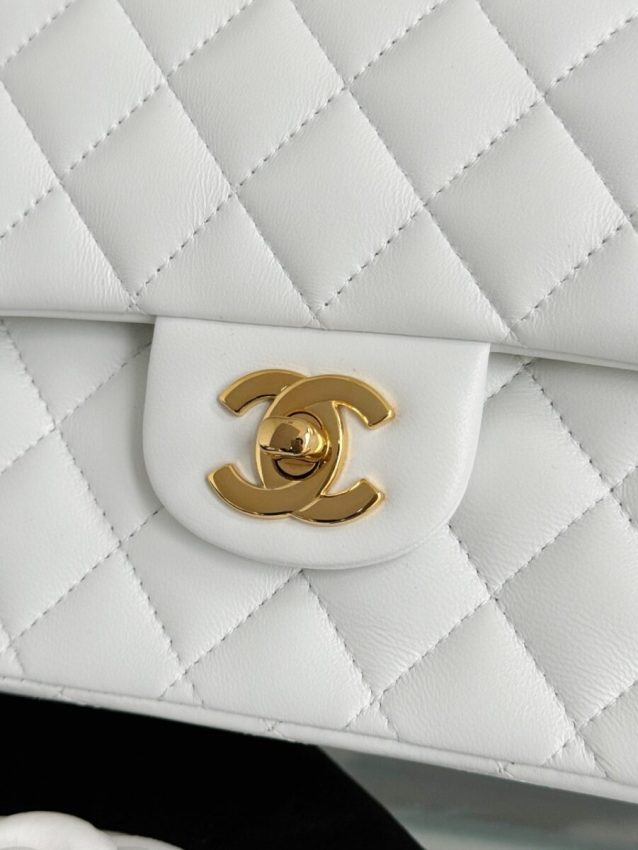 Chanel Classic Flap 25cm White 7 CHANEL Classic Flap 25cm White - chanel white bag replica detail 6