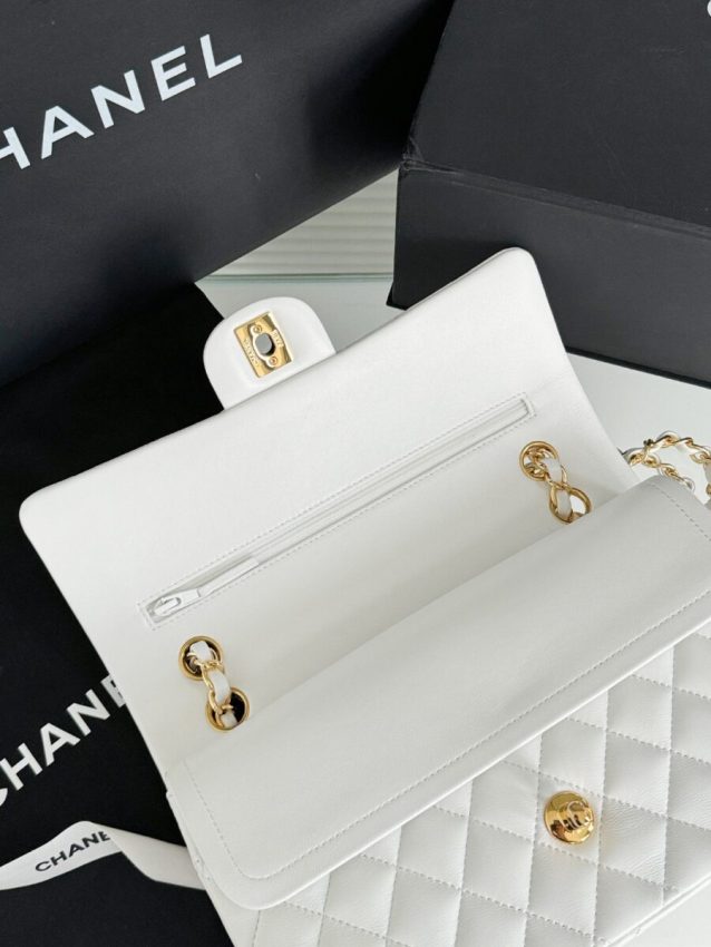 Chanel Classic Flap 25cm White 8 CHANEL Classic Flap 25cm White - chanel white bag replica detail 7