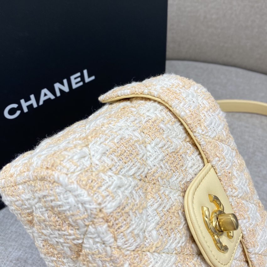 CHANEL Tweed Handle Crush Small Apricot - chanel tweed bag dupe detail 7