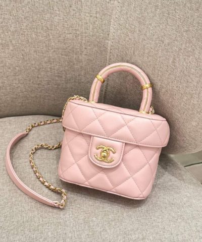 CHANEL Tweed Handle Crush Small Pink