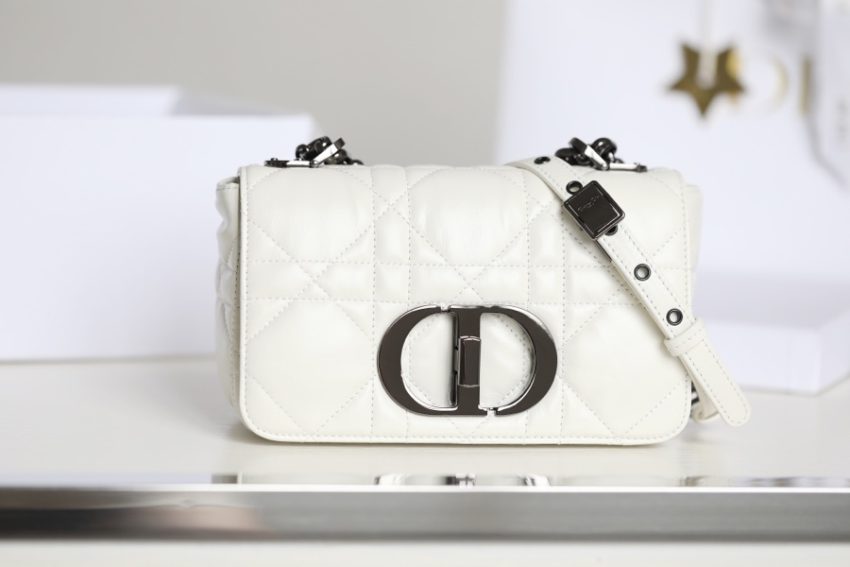 dior caro bag white gunmetal 2