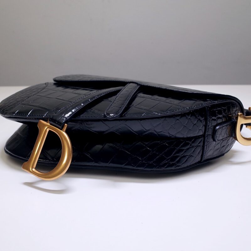 dior saddle bag crocodile black 2