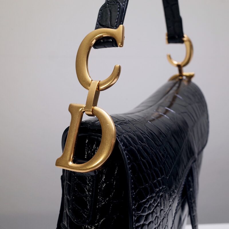 dior saddle bag crocodile black 3