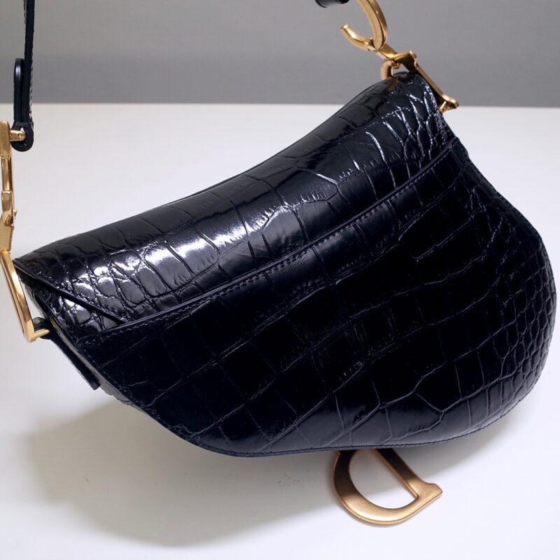 dior saddle bag crocodile black 6