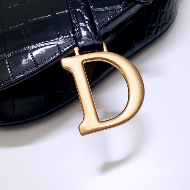 dior saddle bag crocodile black 7