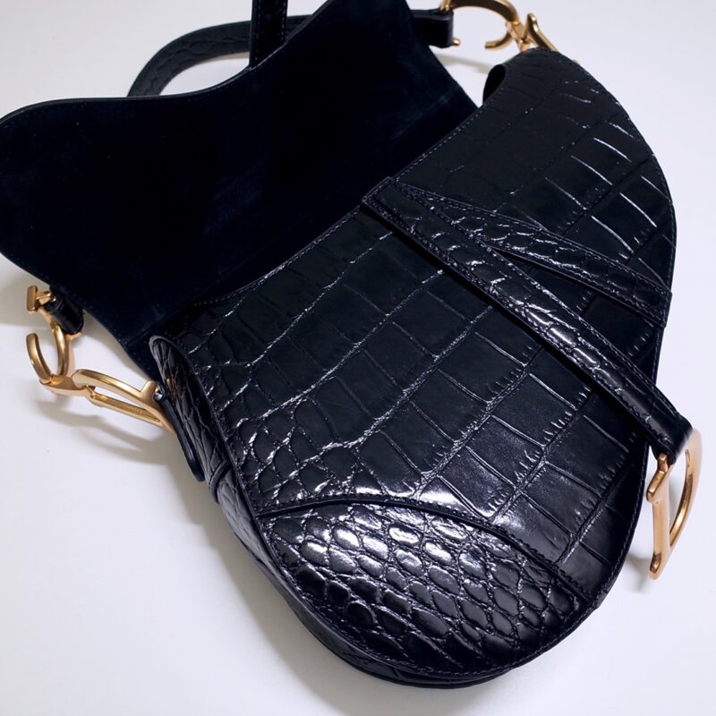 dior saddle bag crocodile black 9