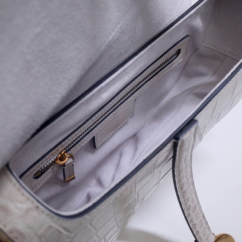 dior saddle bag crocodile white 3