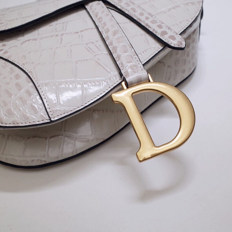 dior saddle bag crocodile white 4