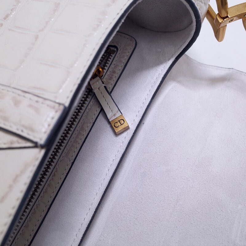 dior saddle bag crocodile white 6