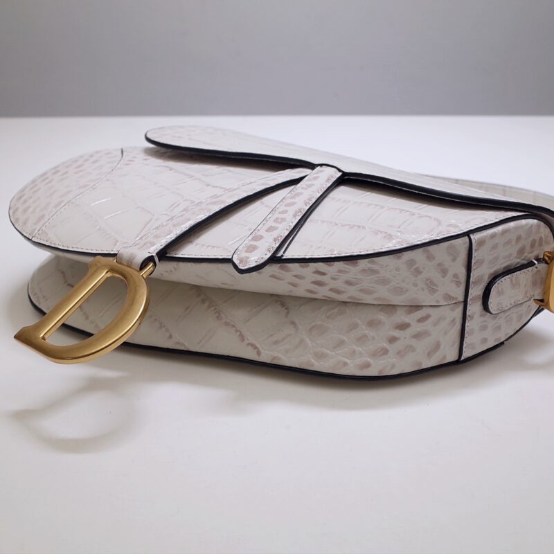 dior saddle bag crocodile white 7