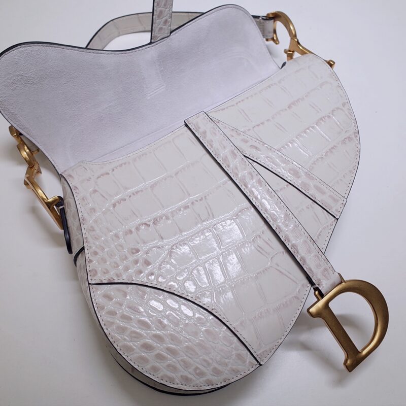 dior saddle bag crocodile white 8