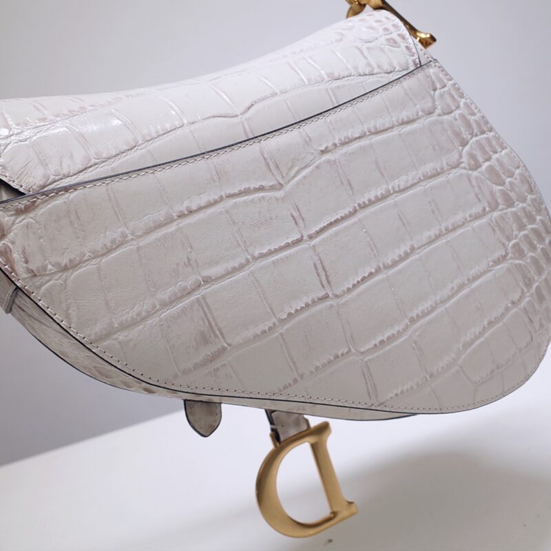 dior saddle bag crocodile white 9