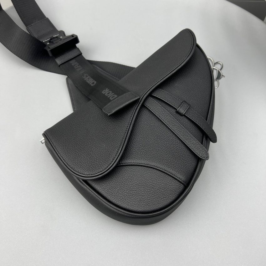 dior saddle bag full black calfskin 3