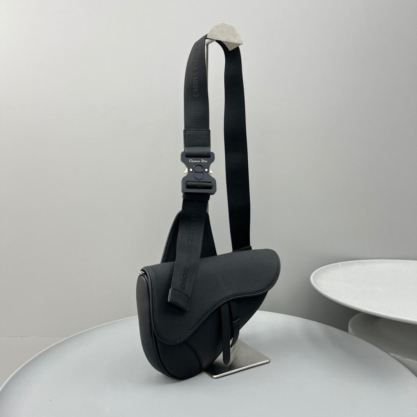 dior saddle bag full black calfskin 7
