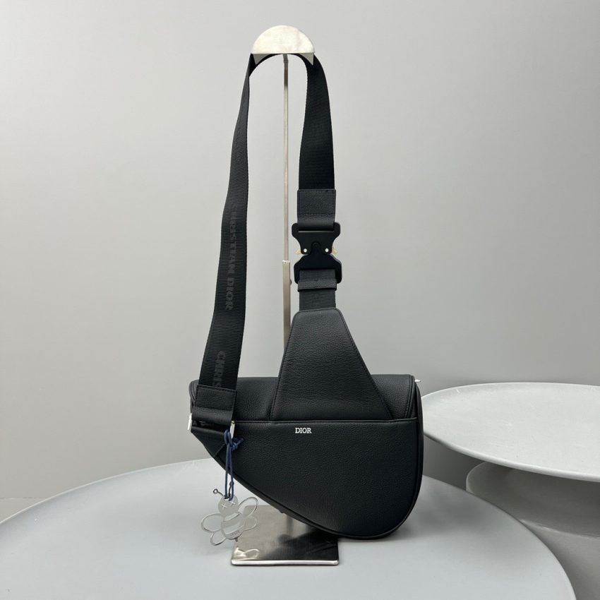 dior saddle bag full black calfskin 9