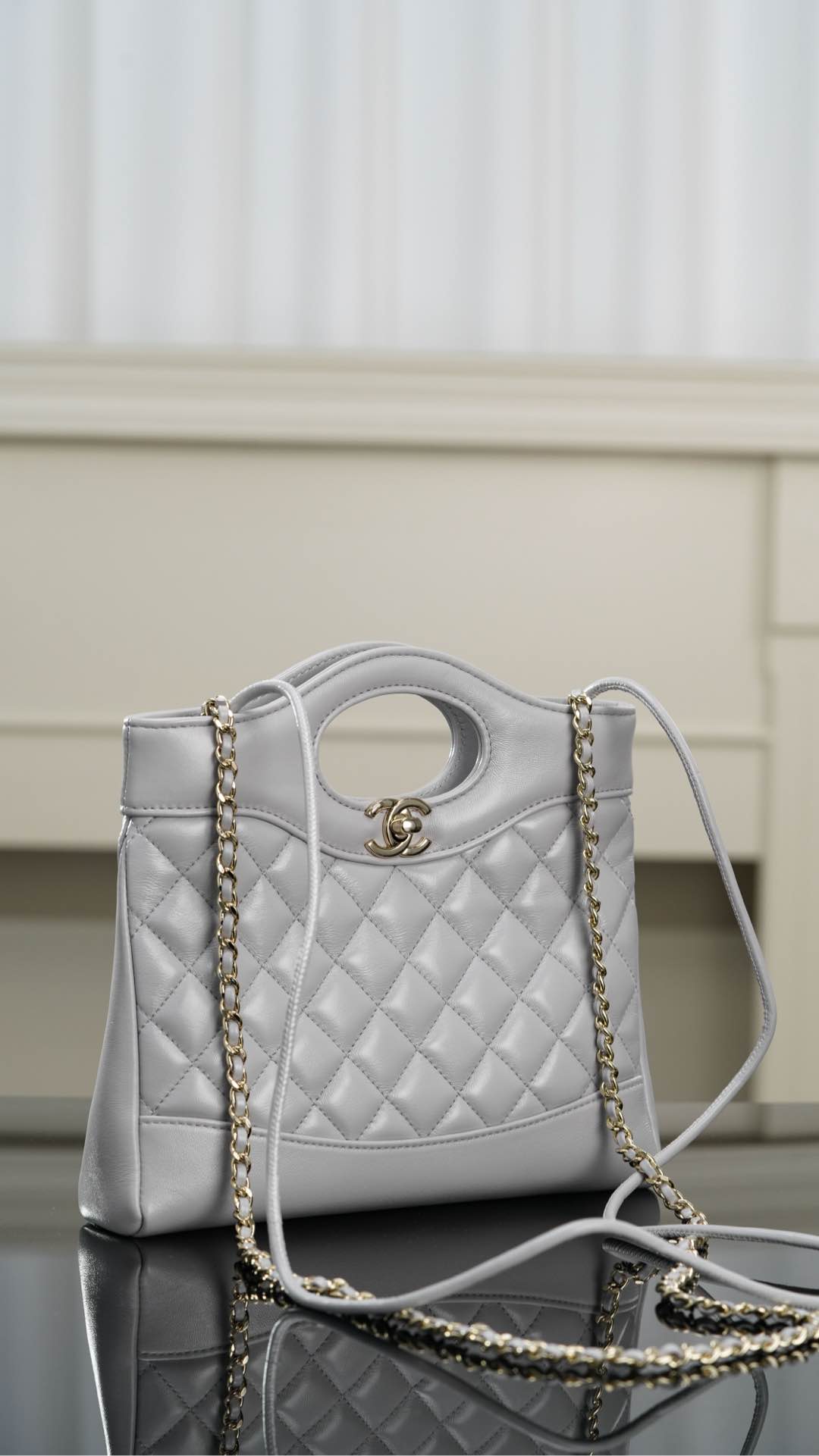 Chanel 24S 31 Mini Tote Bag Elephant Grey - fake chanel mini tote grey detail 6