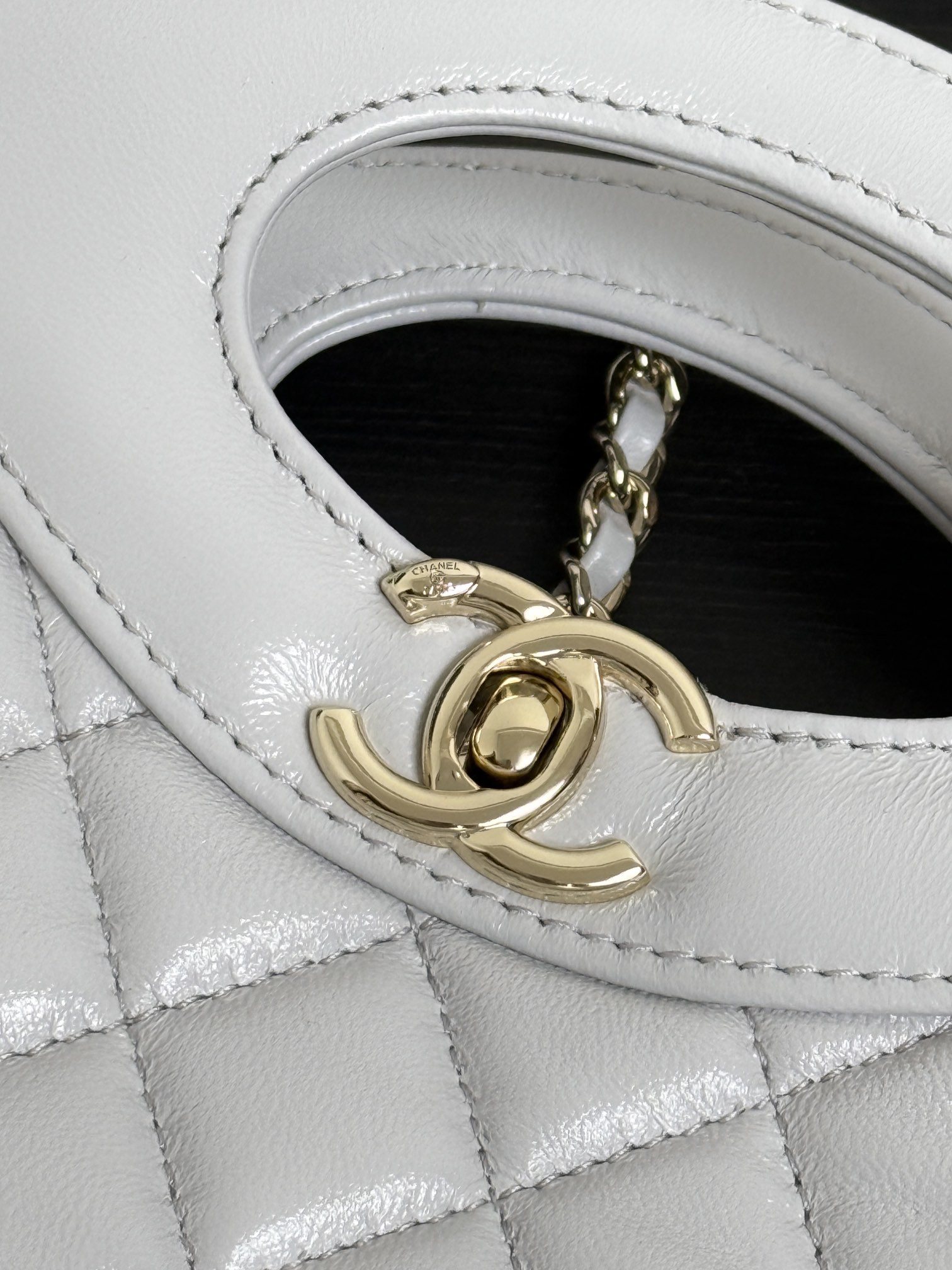 elephant-grey7 Chanel 24S 31 Nano Tote Bag Elephant Grey - fake chanel tote grey detail 6