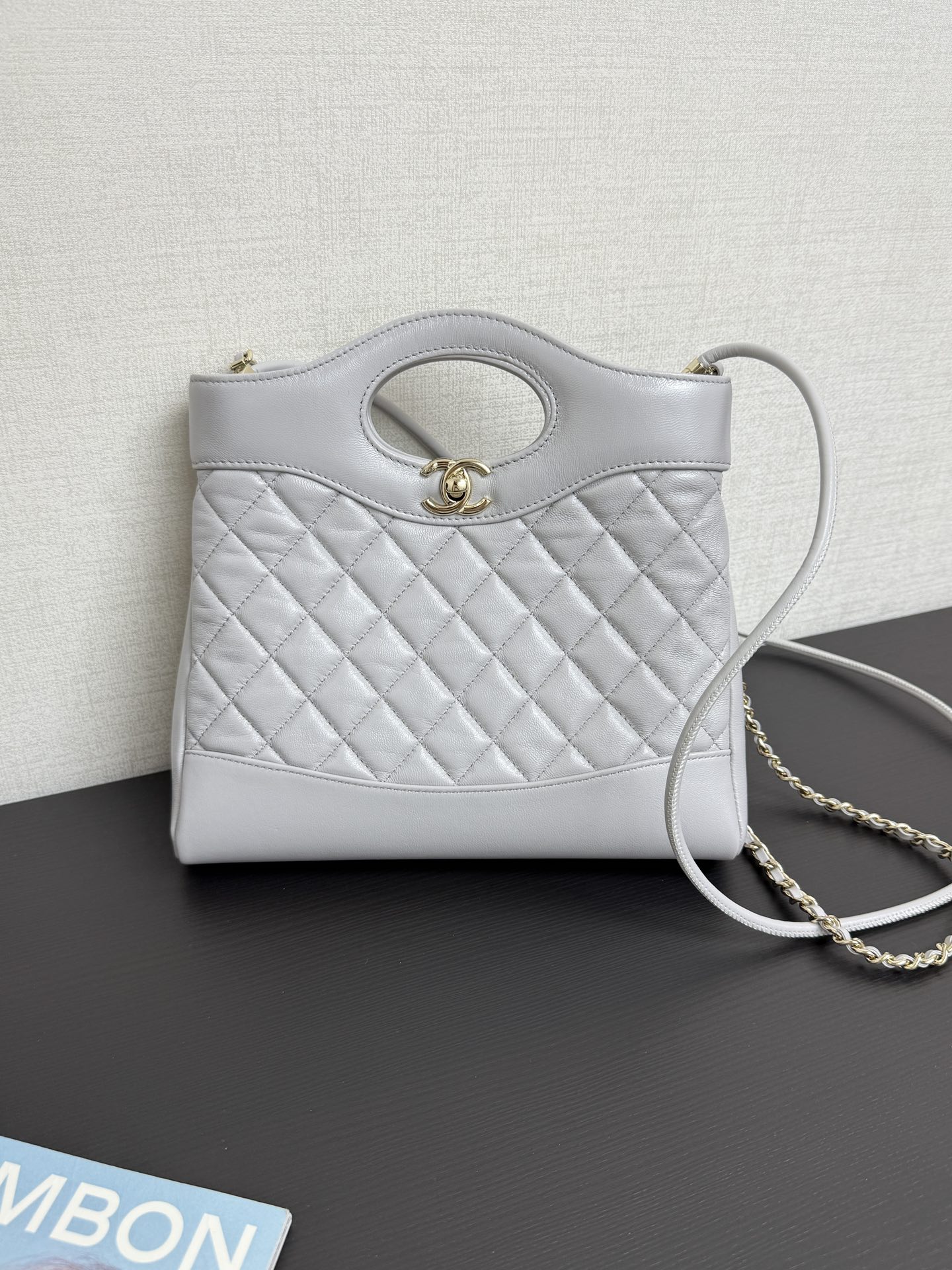 elephant-grey8 Chanel 24S 31 Nano Tote Bag Elephant Grey - fake chanel tote grey detail 7