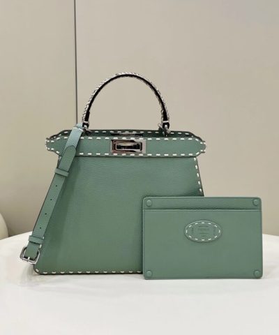 Replica Fendi Peekaboo Khaki Python Handle