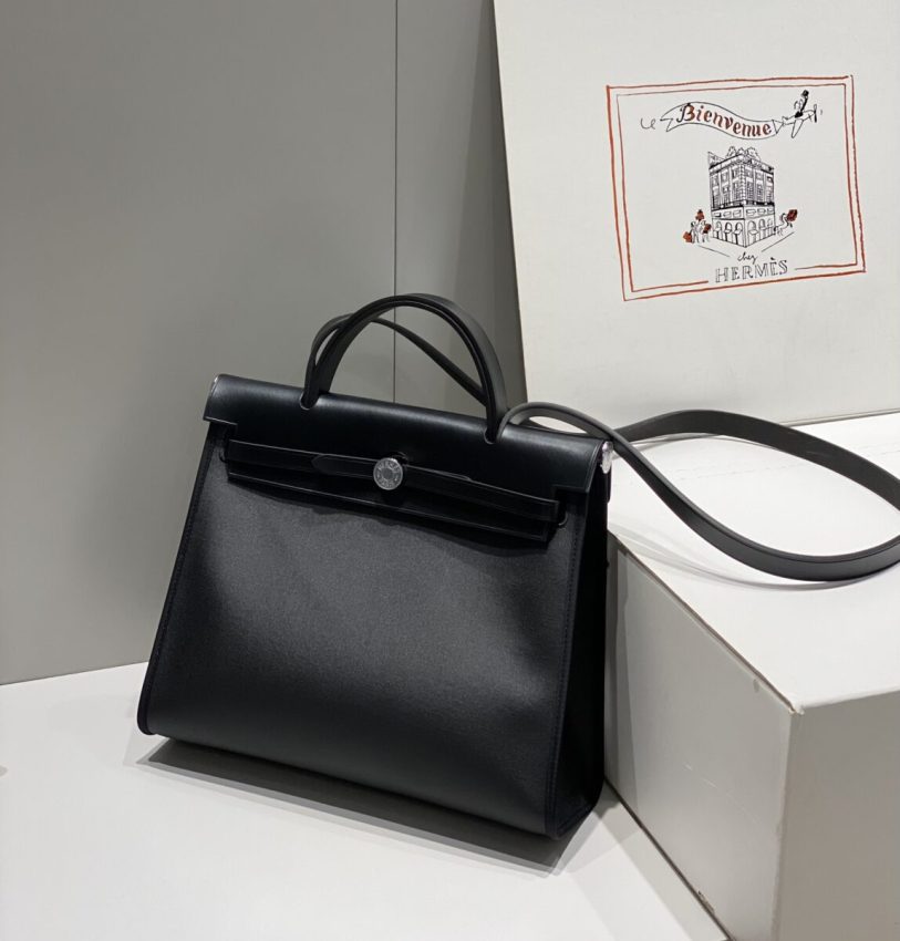 hermes-herbag-31cm-black gallery 4