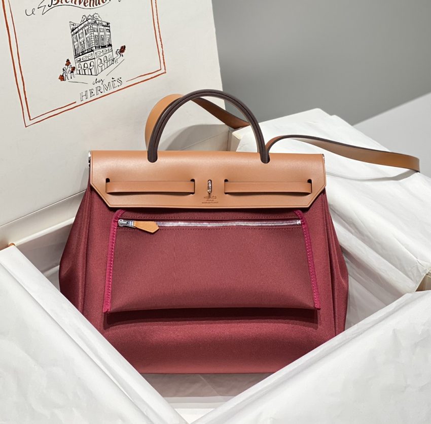 hermes-herbag-31cm-bordeaux-red gallery 1