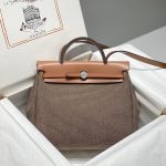 hermes-herbag-31cm-brown-plaid gallery 2