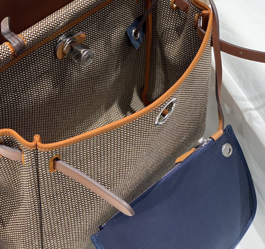 hermes-herbag-31cm-brown-plaid gallery 5
