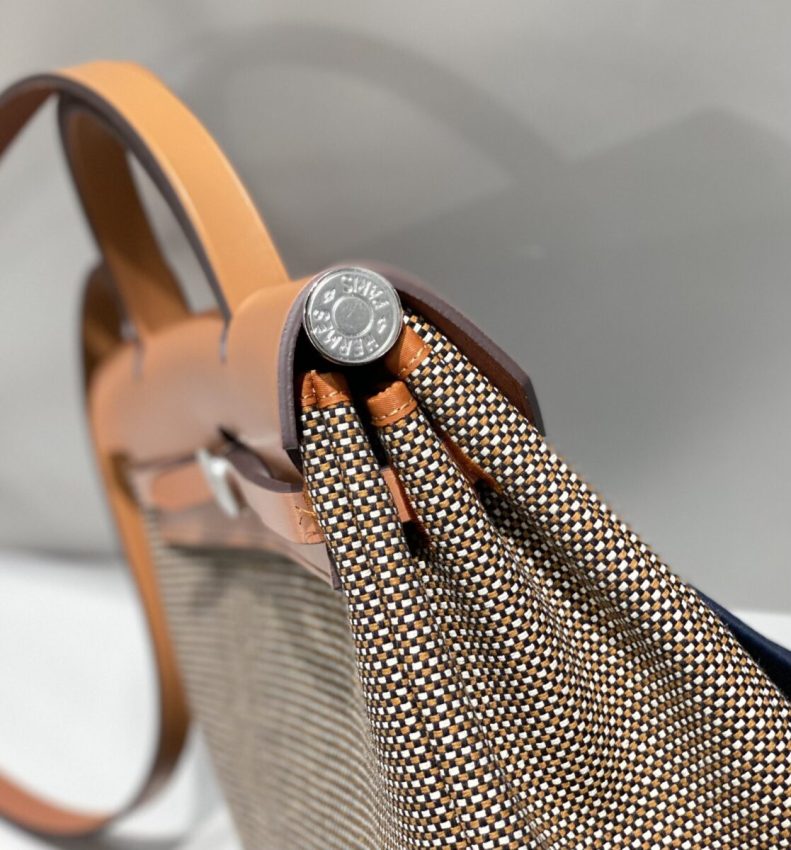 hermes-herbag-31cm-brown-plaid gallery 6