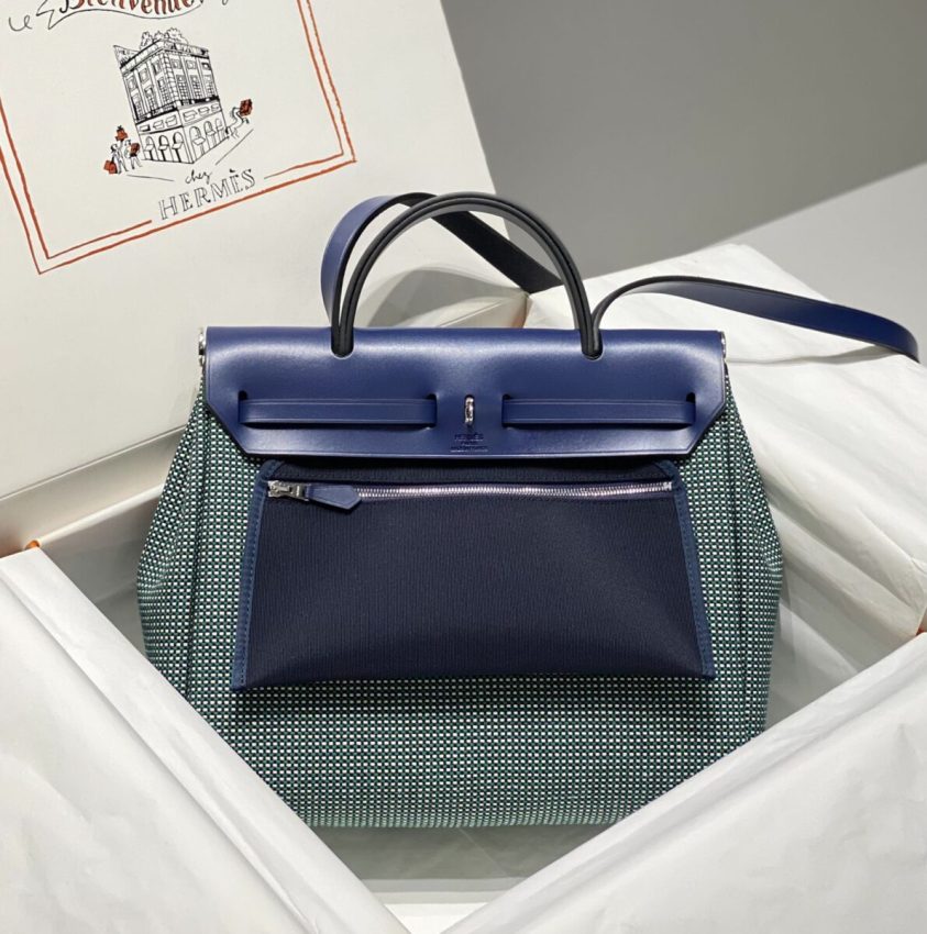 hermes-herbag-31cm-green gallery 5