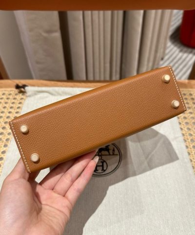 Αντίγραφο Hermès Kelly Brown Epsom Gold