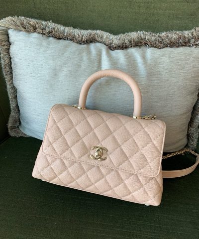 Chanel Coco Top Handle Small Milk Tea - fake chanel coco handle front view