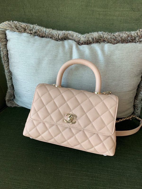 Chanel Coco Top Handle Small Milk Tea - fake chanel coco handle front view